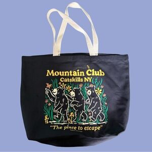 Mountain Club Catskills NY Happy Bears Canvas Tote Bag Augusta Sportswear NWOT